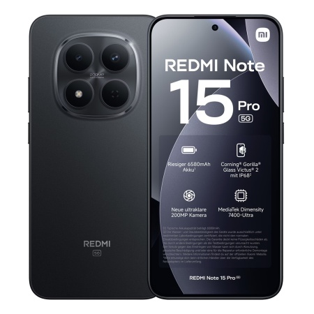 Xiaomi Redmi Note 15 Pro 5G 8/256Gb Black, чёрный
