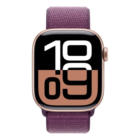 Купить apple watch series 10, 42 мм корпус из алюминия цвета «rose gold», ремешок sport loop цвета «plum» с доставкой