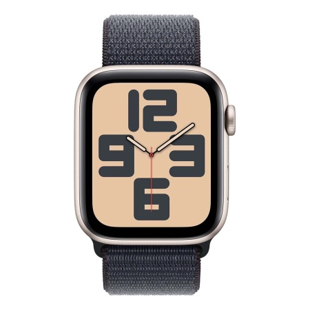 Купить apple watch se (2024), 44 мм корпус из алюминия цвета «starlight», ремешок sport loop цвета «ink» с доставкой