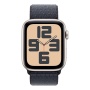Купить apple watch se (2024), 44 мм корпус из алюминия цвета «starlight», ремешок sport loop цвета «ink» с доставкой