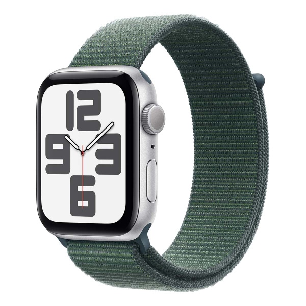 Купить apple watch se (2024), 44 мм корпус из алюминия цвета «silver», ремешок sport loop цвета «lake green» с доставкой по России