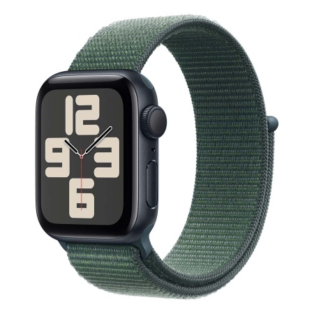 Купить apple watch se (2024), 40 мм корпус из алюминия цвета «midnight», ремешок sport loop цвета «lake green» с доставкой