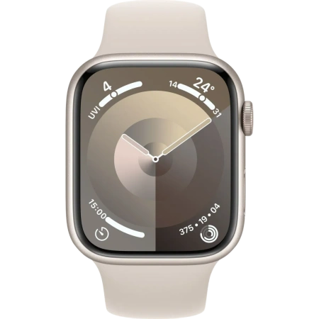 Купить apple watch series 9 45 мм корпус из алюминия цвета сияющая звезда спортивный ремешок цвета сияющая звезда с доставкой