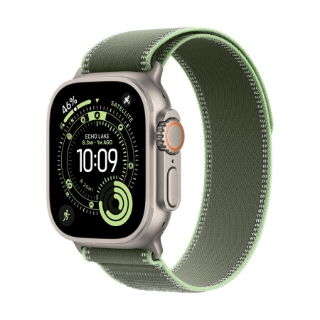 Купить apple watch ultra 3 (2025), 49 мм корпус из титана цвета «natural», ремешок trail loop размера m/l цвета «green/neon» с доставкой