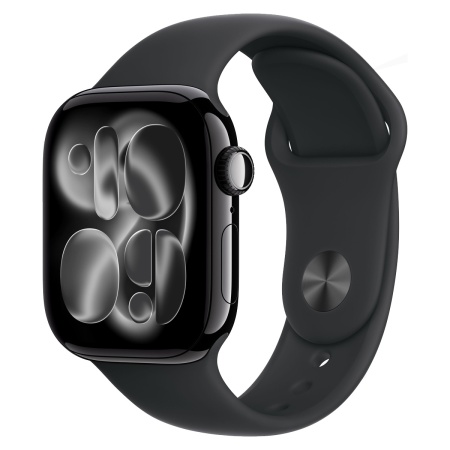 Купить apple watch series 11, 46 мм корпус из алюминия цвета «jet black», ремешок sport band размера m/l цвета «black» с доставкой