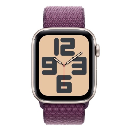 Купить apple watch se (2024), 44 мм корпус из алюминия цвета «starlight», ремешок sport loop цвета «plum» с доставкой