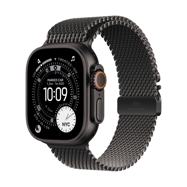 Купить apple watch ultra 3 (2025), 49 мм корпус из титана цвета «black», ремешок titanium milanese loop размера l цвета «black» с доставкой по России