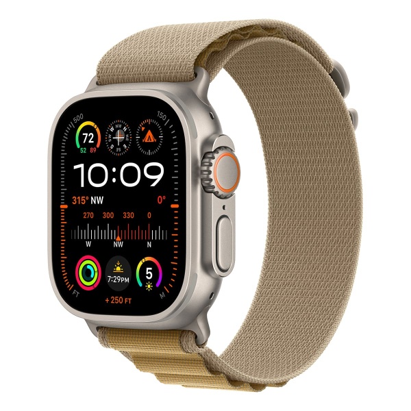 Apple Watch Ultra 2 (2024), 49 мм корпус из титана цвета «Natural», ремешок Alpine Loop размера S цвета «Tan»