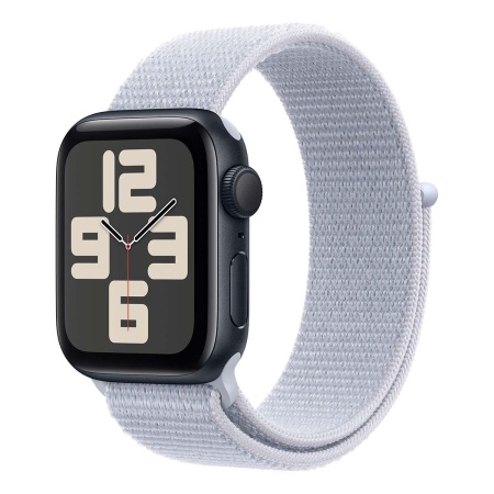Купить apple watch se (2024), 40 мм корпус из алюминия цвета «midnight», ремешок sport loop цвета «blue cloud» с доставкой