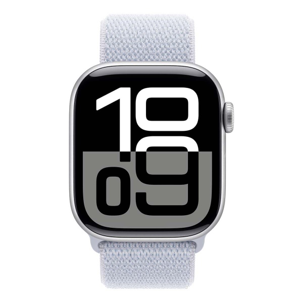Купить apple watch series 10, 42 мм корпус из алюминия цвета «silver», ремешок sport loop цвета «blue cloud» с доставкой