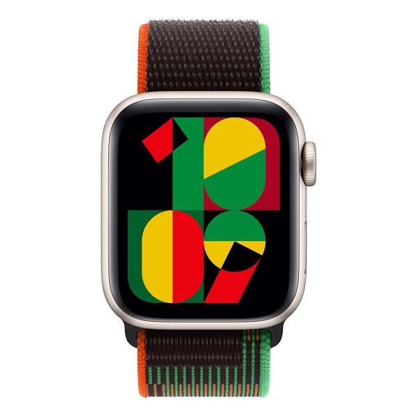 Купить apple watch se (2024), 40 мм корпус из алюминия цвета «starlight», ремешок sport loop цвета «black unity» с доставкой