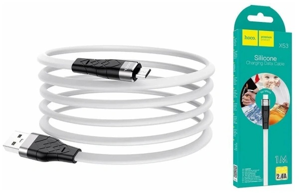 Кабель MicroUSB Hoco X53 2.4A 1m силикон плоский