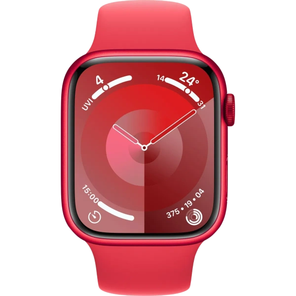 Купить apple watch series 9 45 мм корпус из алюминия цвета (product) red спортивный ремешок красного цвета с доставкой