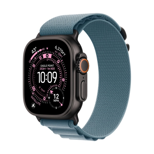 Купить apple watch ultra 3 (2025), 49 мм корпус из титана цвета «black», ремешок alpine loop размера m цвета «light blue» с доставкой по России