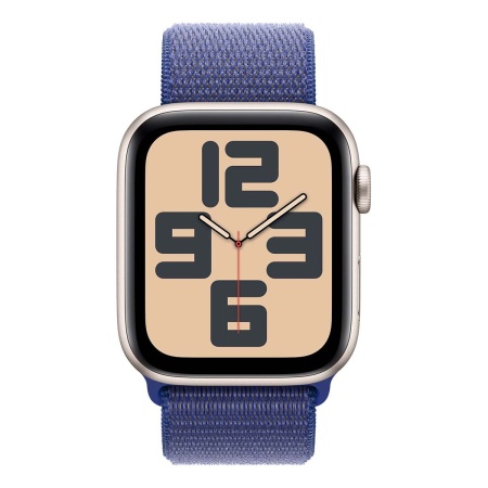 Купить apple watch se (2024), 44 мм корпус из алюминия цвета «starlight», ремешок sport loop цвета «ultramarine» с доставкой