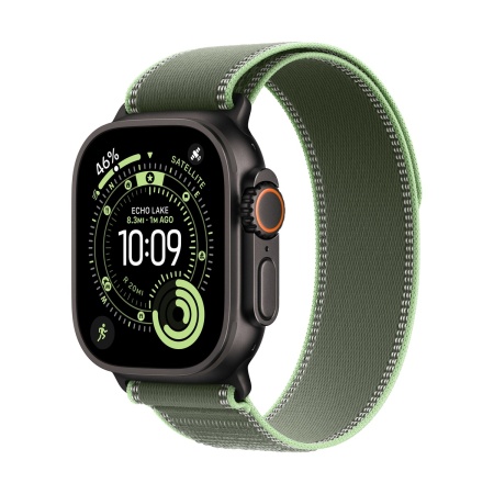 Купить apple watch ultra 3 (2025), 49 мм корпус из титана цвета «black», ремешок trail loop размера s/m цвета «green/neon» с доставкой