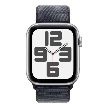 Купить apple watch se (2024), 44 мм корпус из алюминия цвета «silver», ремешок sport loop цвета «ink» с доставкой