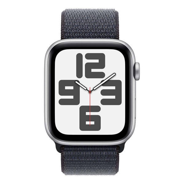 Купить apple watch se (2024), 44 мм корпус из алюминия цвета «silver», ремешок sport loop цвета «ink» с доставкой