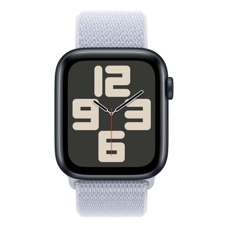 Купить apple watch se (2024), 44 мм корпус из алюминия цвета «midnight», ремешок sport loop цвета «blue cloud» с доставкой