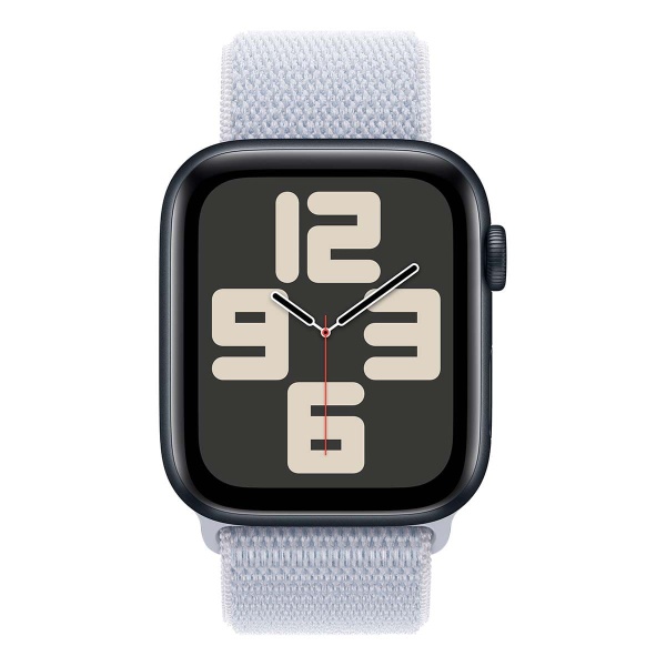 Купить apple watch se (2024), 44 мм корпус из алюминия цвета «midnight», ремешок sport loop цвета «blue cloud» с доставкой